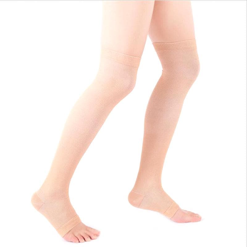 Compression Socks Thight High Pressure Open Toe Varicose Stockings Men Women nude