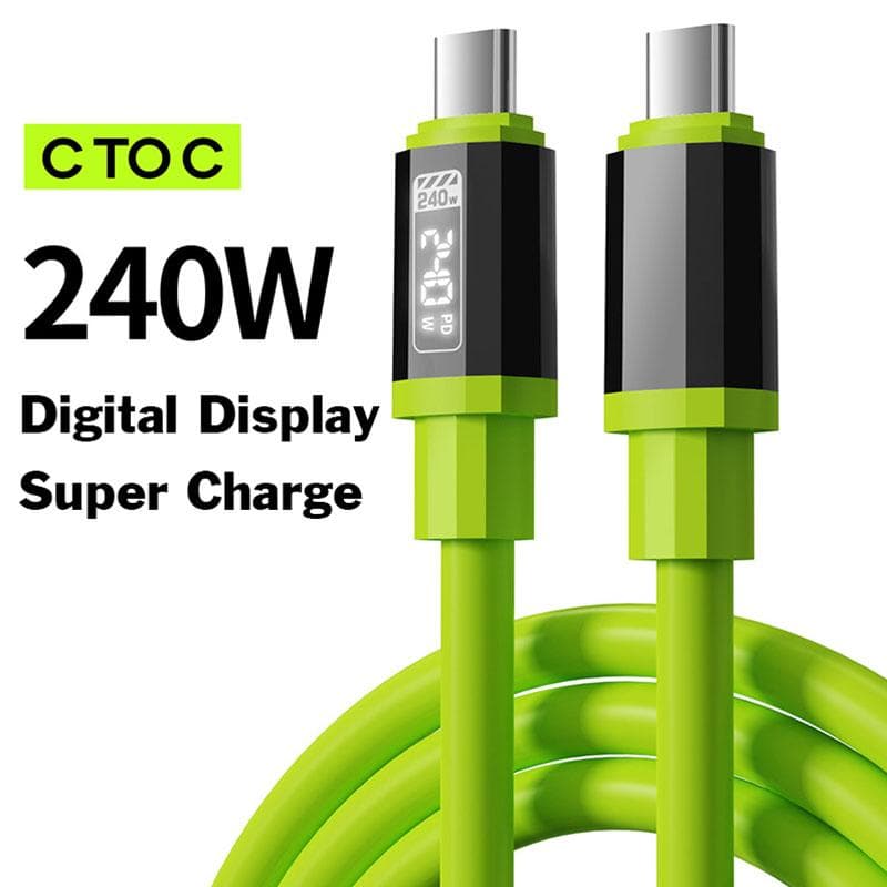 1.5M 240W Fast Charge Cable Power Digital Display Type-C To Type-C 6A Super Charging Type-C to 8Pin Data Cable For iphone 16pro Type-C to Type-C green