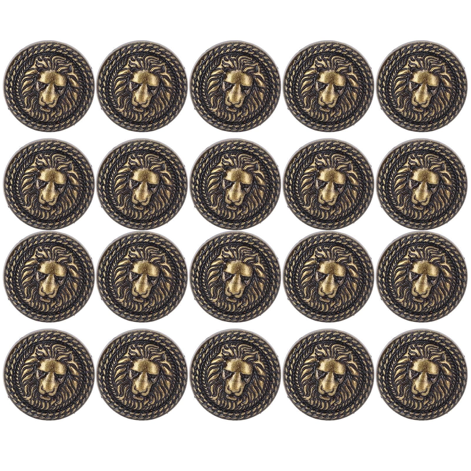 20 Sets Lion Rivet 24mm Diameter Vintage Decorative Zinc Alloy Lion Head Rivet Button with 7mm antique bronze