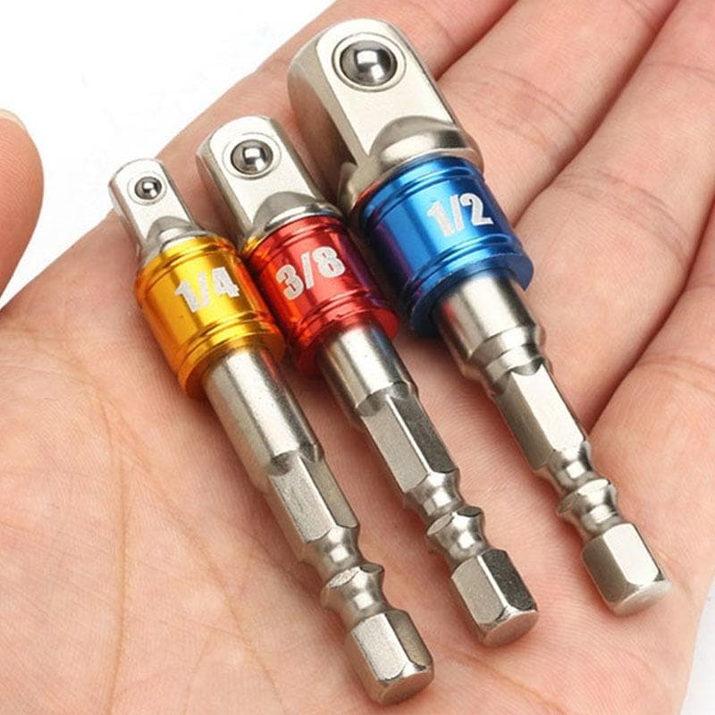 3pcs Square Nut Driver Drill Impact Socket Extension Bit Adapter Socket Wrench Adapter Power Hand Tools Sockets Adapter 3pcs