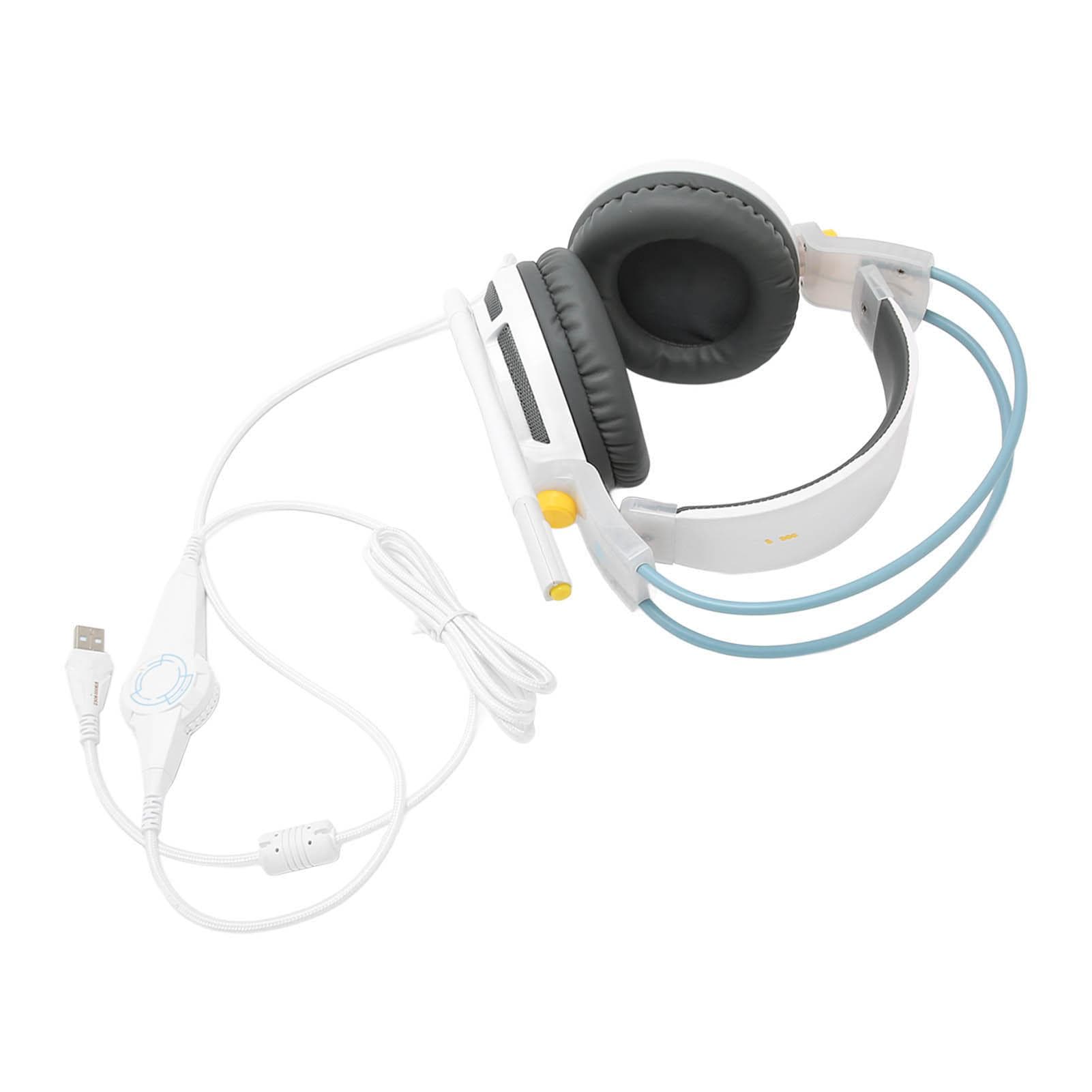 Gaming Headset Virtual 7.1 Surround Sound LED Lighting In Line Controls USB Gaming Headphone with