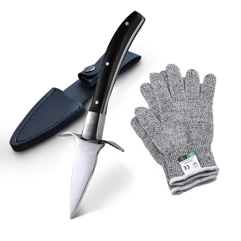 Oyster Knife Wood Handle Seafood Knife Guard Scallops Opener Shell Opening Pry Knives Cutter black handle
