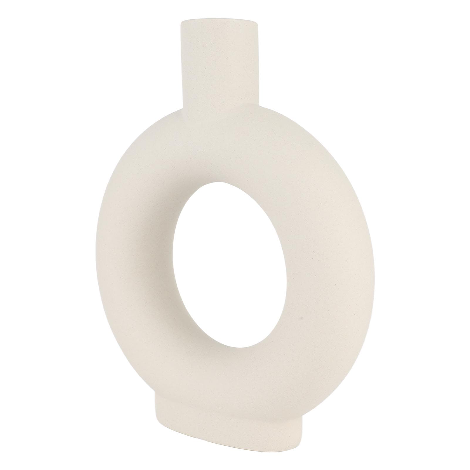 Circle Ceramic Vase Circular Hollow Flower Vase Modern Matte Vase Ornament for Living Room Bedroom