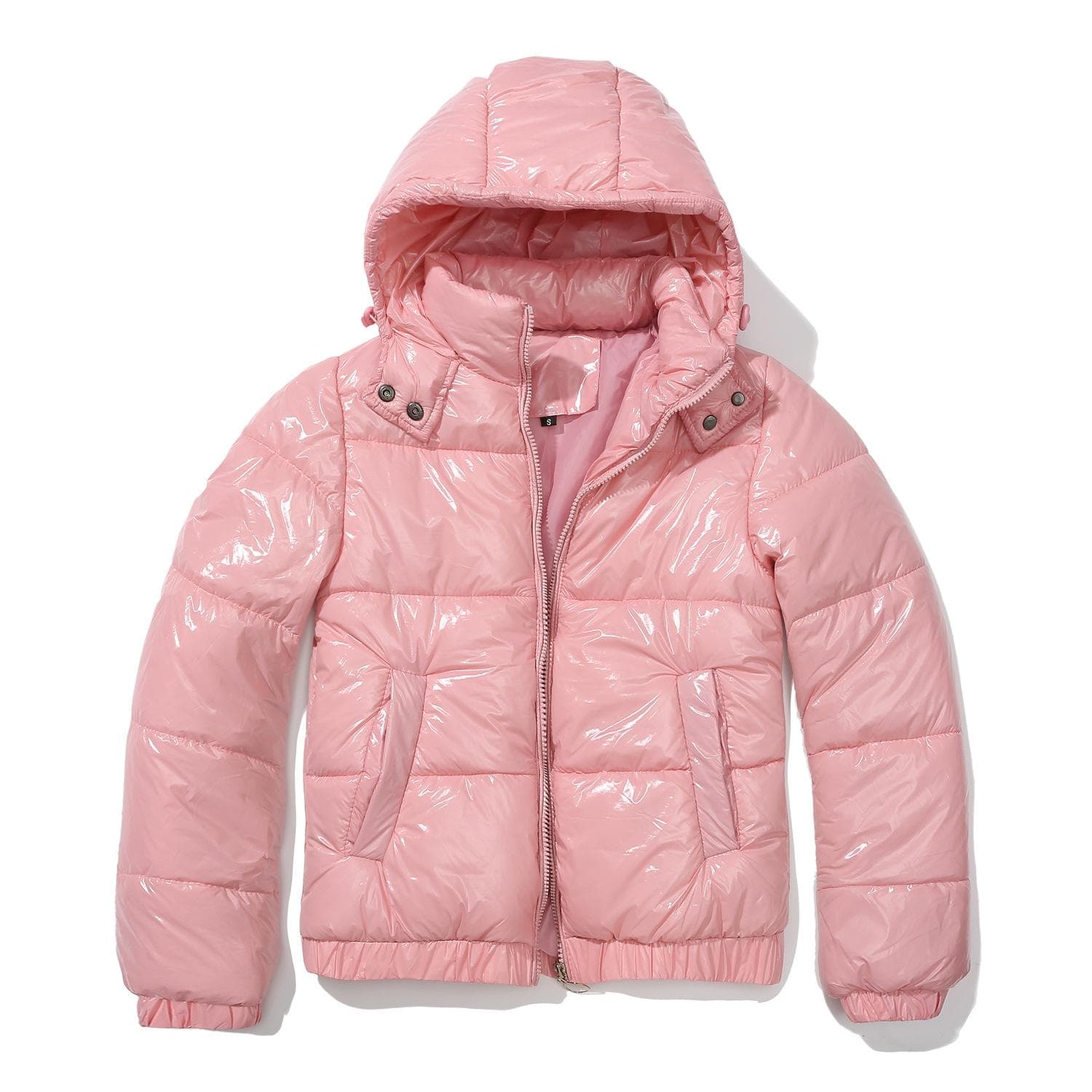 New Hooded Cotton Jacket 20D Film Coated Anti Splash European and American Fashion Jacket Long Sleeved Glossy Cotton Jacket for Women XXXL