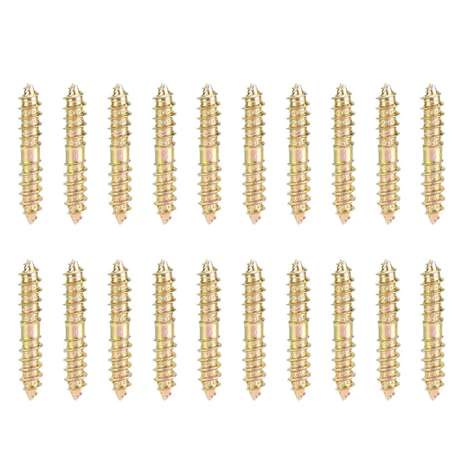 20pcs 5*30mm Dowel Screw Woodworking Furniture Connector Double Ended Screw