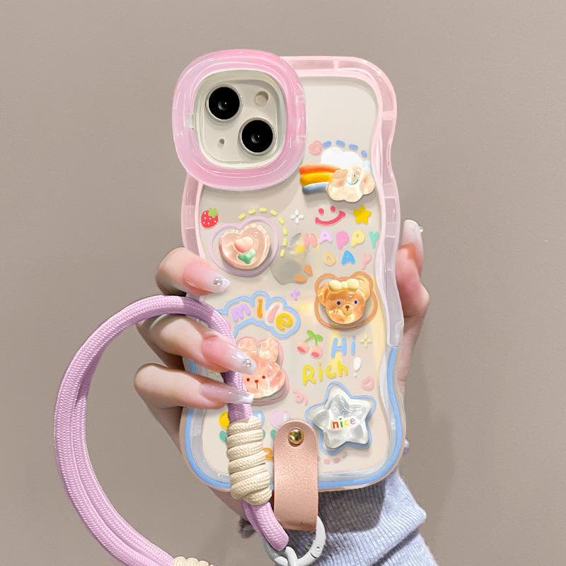 Applicable To Apple 15 Promax Mobile Phone Case IPhone 14 Cloud Doll Lanyard 13 Invisible Double Bracket 12 Silicone iphone 13