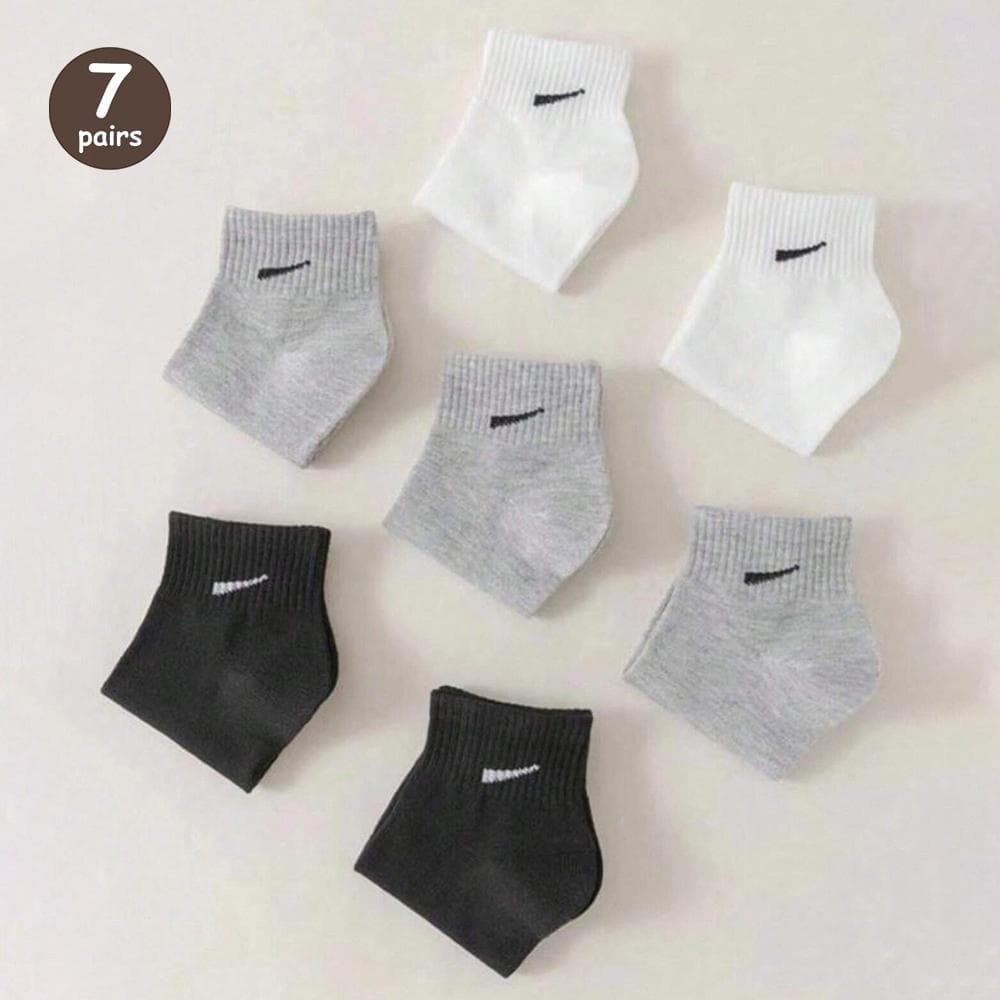 7/10/12 Pairs Women Men Sports Style Ankle Socks Trendy Comfortable Odor Proof Sweat Absorbing Breathable Lovers Leisure Sock One Size