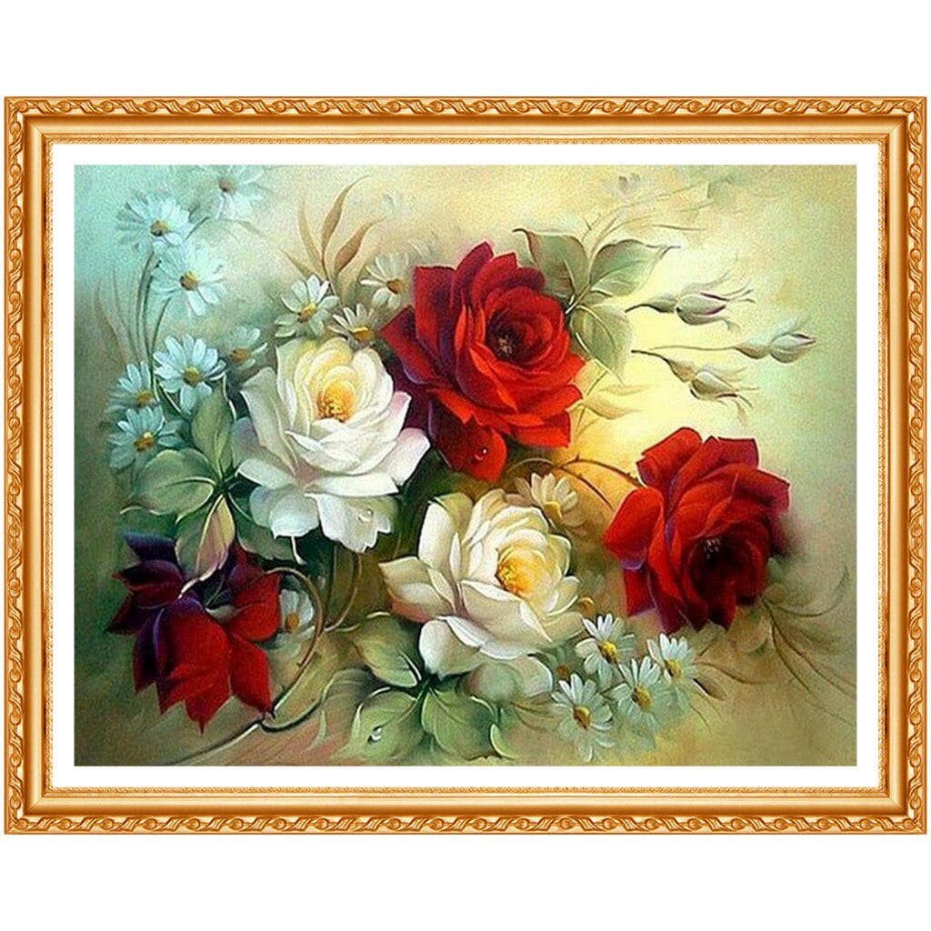 Mbroidery Floral DIY Diamond Painting Cross Stitch Beautiful Rose Crystal Full Diamond Set Decor 20X30CM