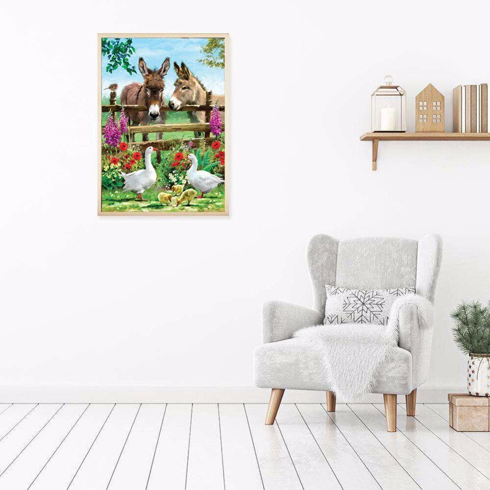 Diamond 5D DIY Diamond Painting Donkey & Swans Diamond Embroidery Cross Stitch Mosaic Painting 20X30CM