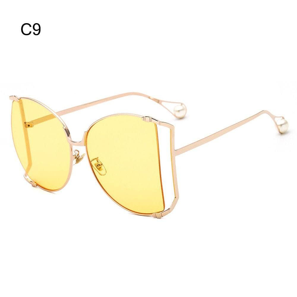 Trendy UV Protection Oversized Sunglasses with Pearl Design Colorful Beach Eyewear for Women Men