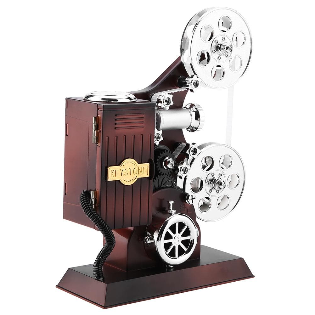 Vintage Music Box Projector Style Jewel Case with Cosmetic Mirror
