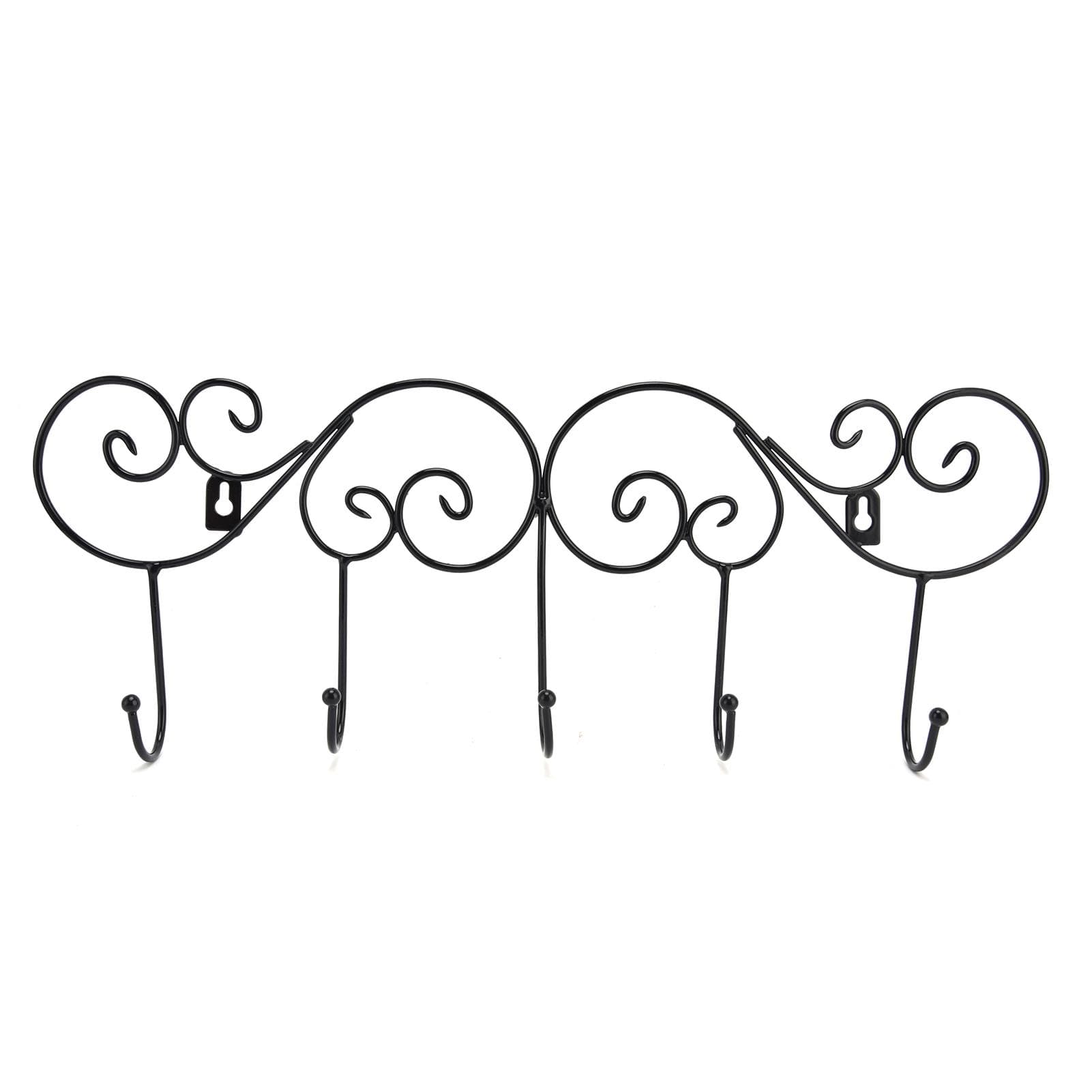 Coat Hook Hanging Door Wall Hanger Kitchen Bathroom Hanger with 5 Hook Bracket for Towel Clothes Hat