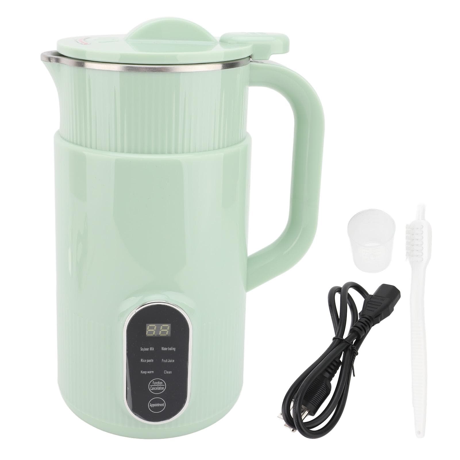 Electric Soy Milk Maker Stainless Steel X Shaped Blades Low Noise Intelligent Touch Panel Soybean L green