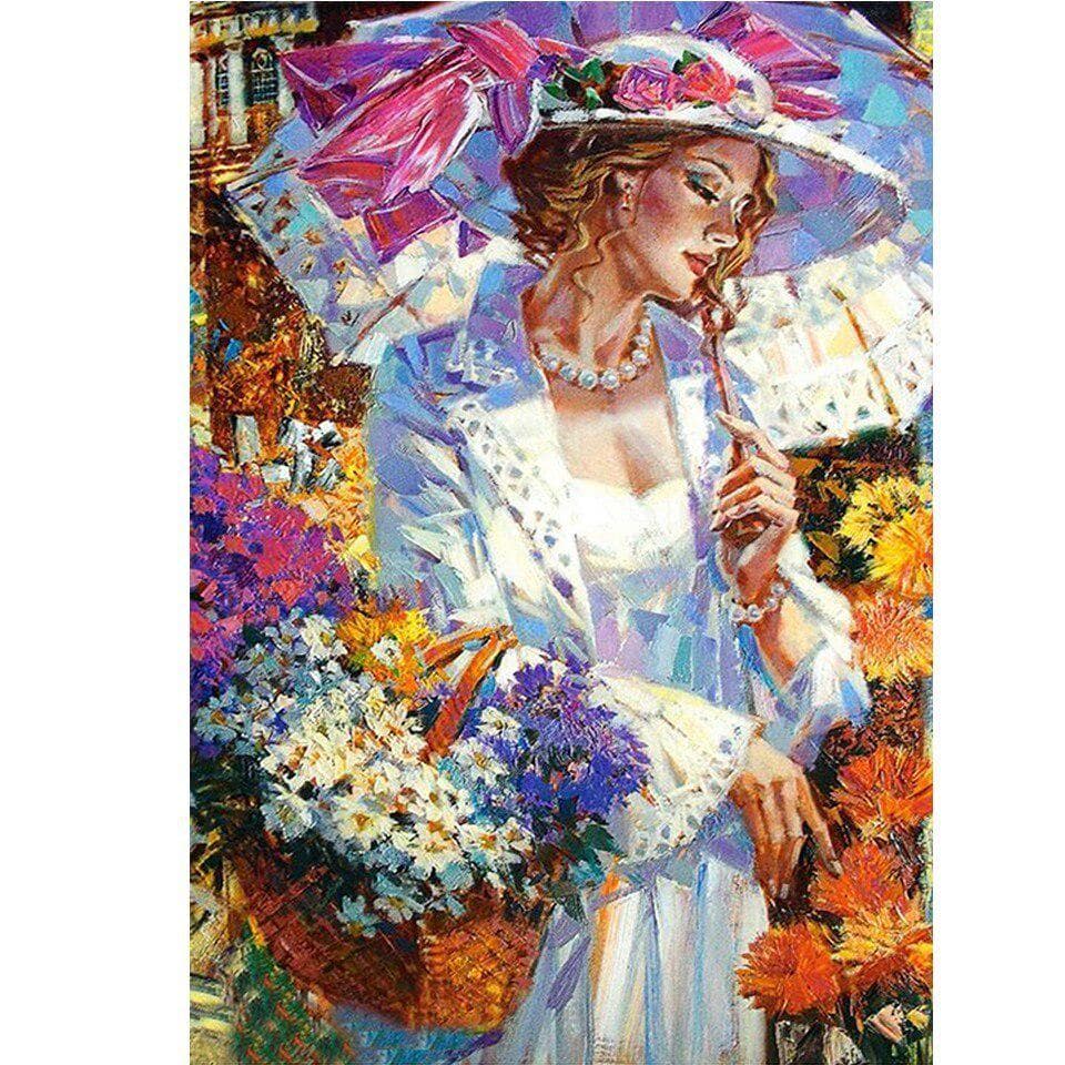 Diamond Painting Portrait Picture of Rhinestones Diamond Embroidery Women Flower Home Decor 20X30CM