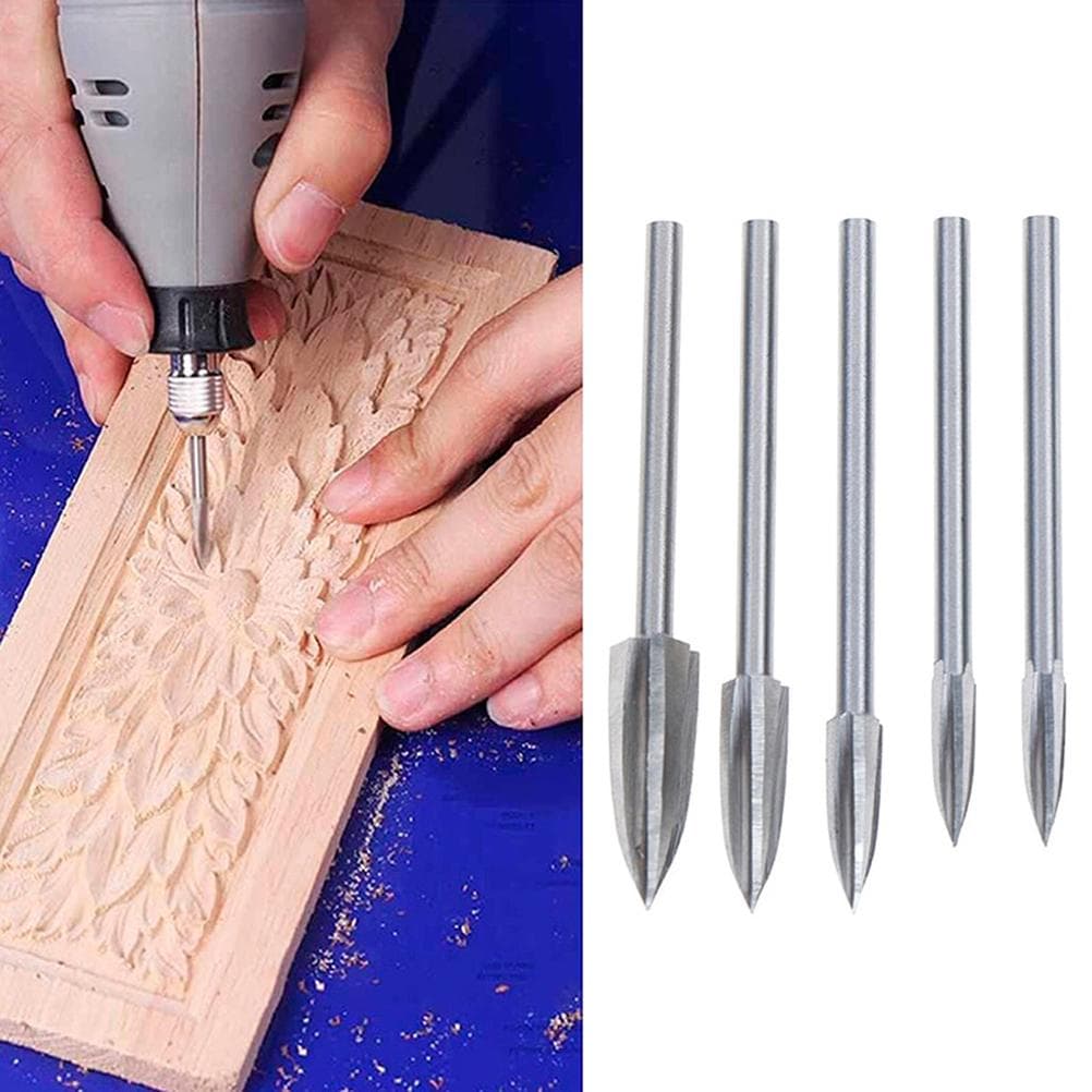 5Pcs/Set Wood Carving And Engraving Drill Bit Milling Cutter Root Carving Tools for DIY Woodworking