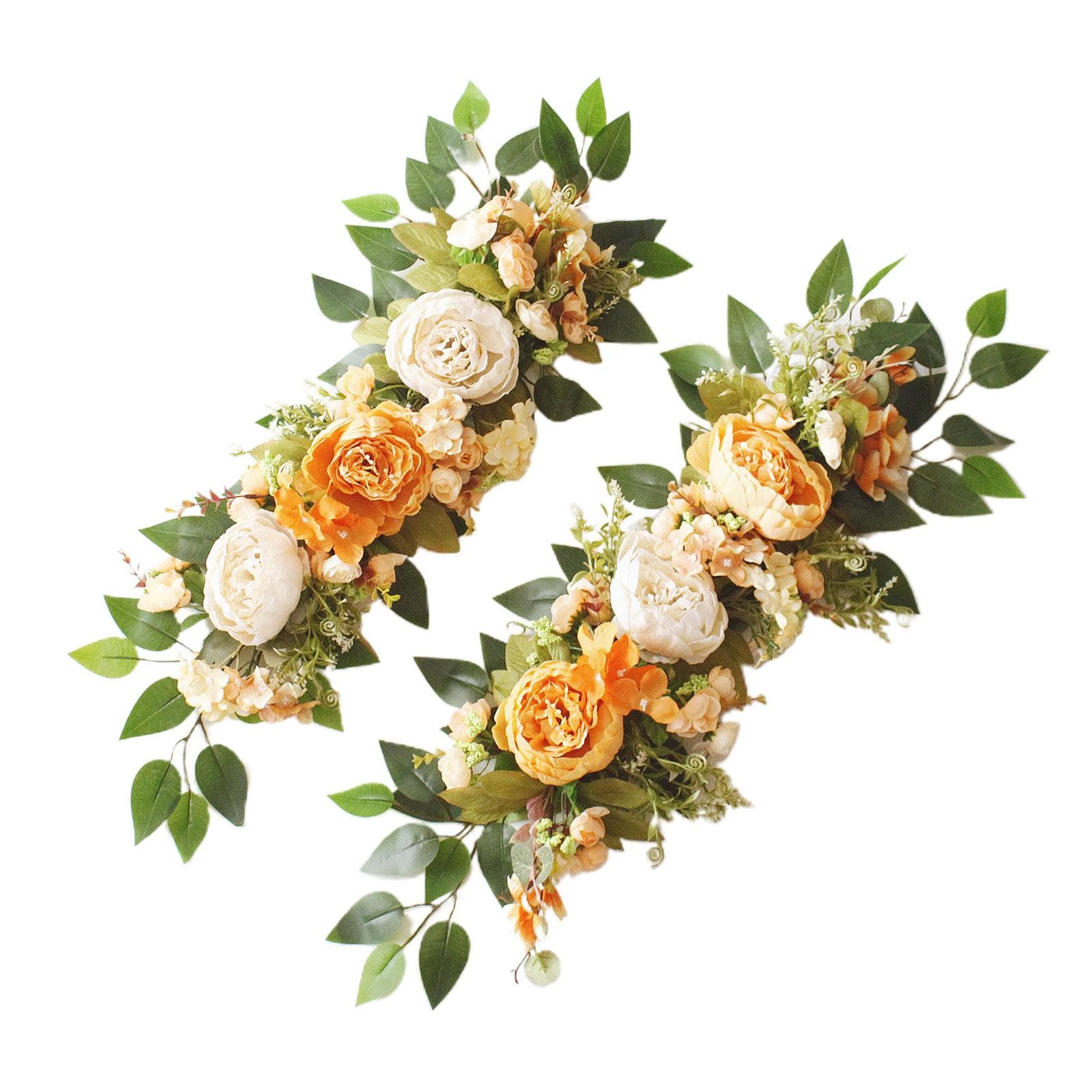 2PCS Set Artificial Wedding Arch Flowers Kit Flower Swag Wedding Arch Decor