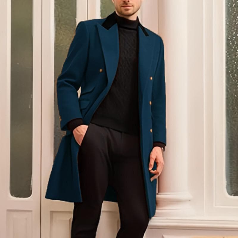 Large Size Wool Coat Men's Double-breasted Jacket 2XL