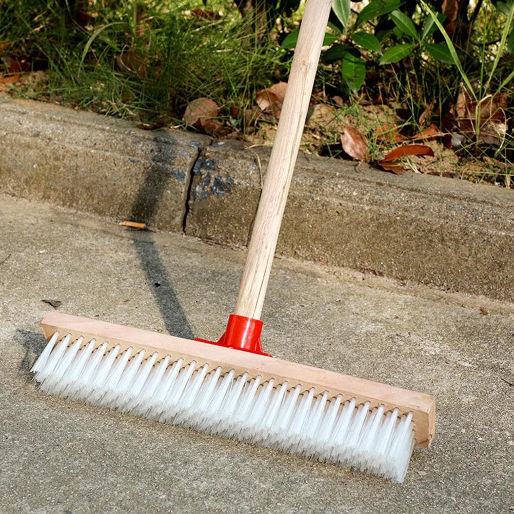 Floor Brush Stiff Bristle Head Hard Broom Garden Outdoor Patio Cleaning Wooden Scrub Deck Scrubbing Decking Oil 38.00X6.00X4.50CM white