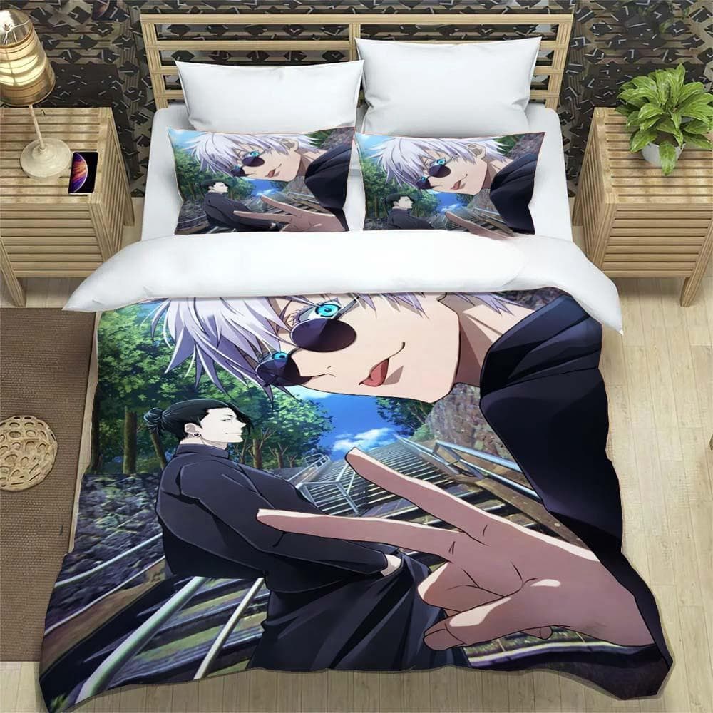 3D Anime Jujutsu Kaisen Satoru Gojo Christmas Gift King Twin Double Child Bedding Set Microfiber or Polyester Duvet Cover Set EU Twin 135x200cm