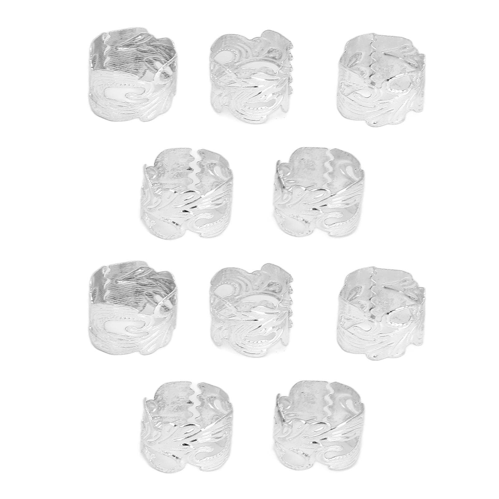 40 Pcs Beard Beads Metal Silver Exquisite Vintage Beard Ornaments for Hair Braiding Necklace