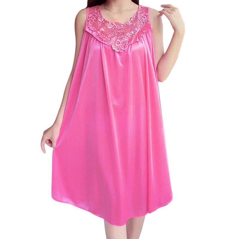Women Nightgown Sexy Lingerie Robe Dress Silk Babydoll Nightdress Casual Loose Sleepwear XL watermelon red