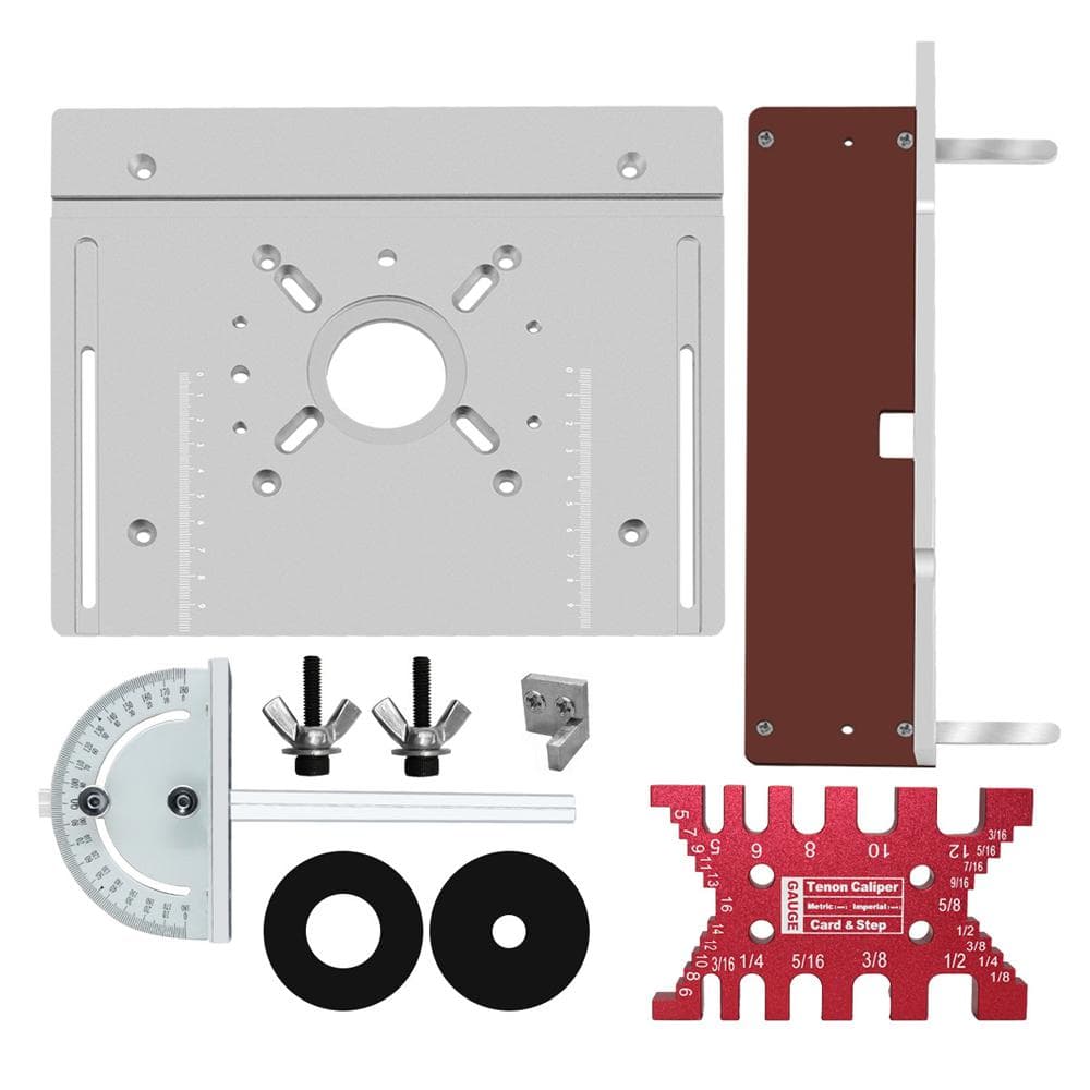 Router Table Insert Plate Aluminum Alloy Wood Milling Flip Board Trimming Machine Set of 4 silver