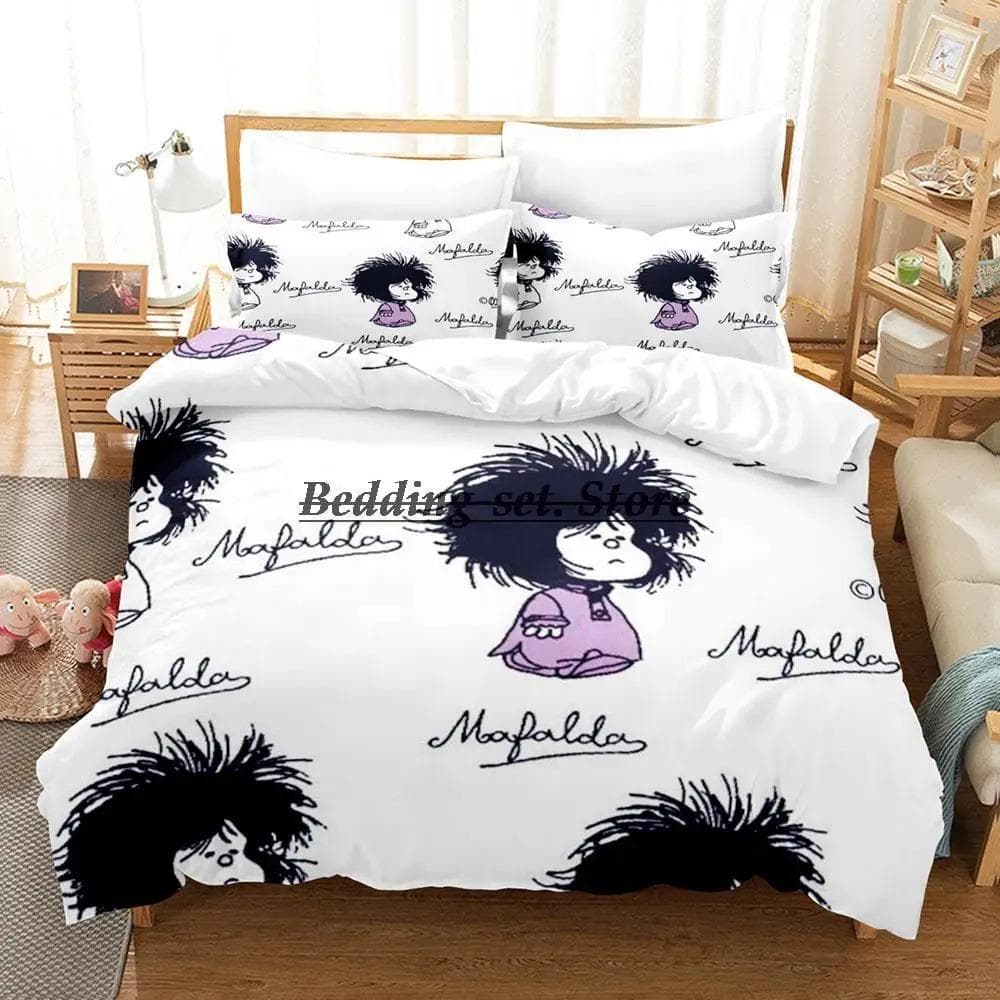Mafalda Bedding Set Single Twin Full Queen King Size Bed Set Aldult Kid Bedroom Duvetcover Sets 3D Anime Bed Sheet Set 70x133cm 2pcs