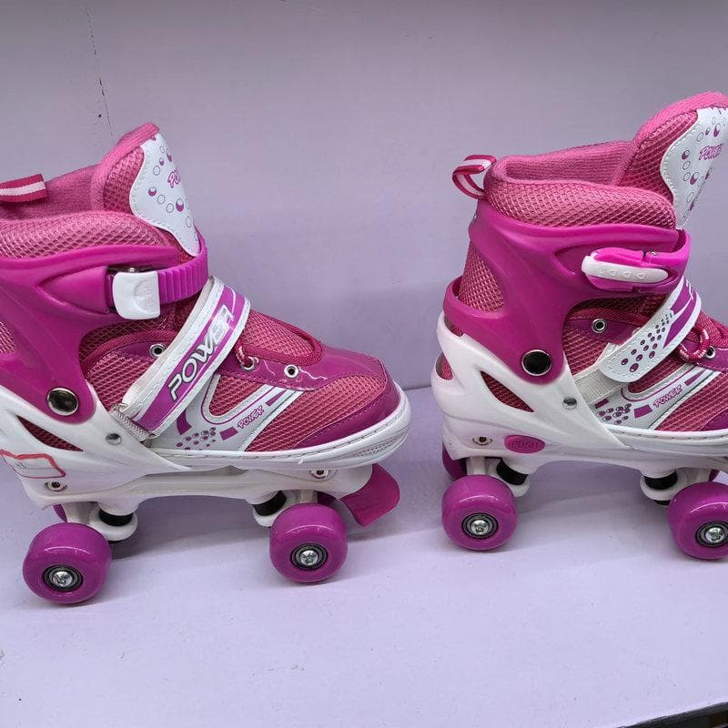 Beginners Are Suitable for Four-wheel Double-row Roller Skates, Children's Skates Can Be Adjusted In Size and Color L size 39-42 pink
