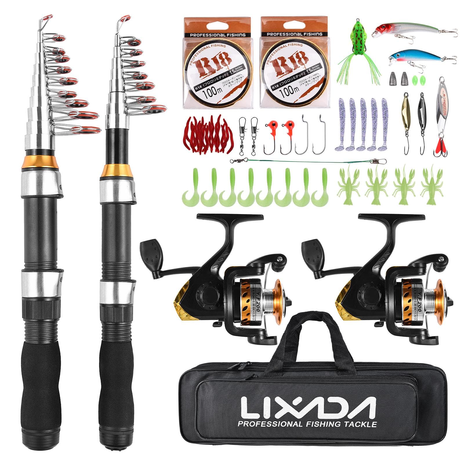 Lixada Fishing Rod Reel Combo Water Drop Set(Complete Kit,1.9m, 2.3m) Professional Fishing Tackle black