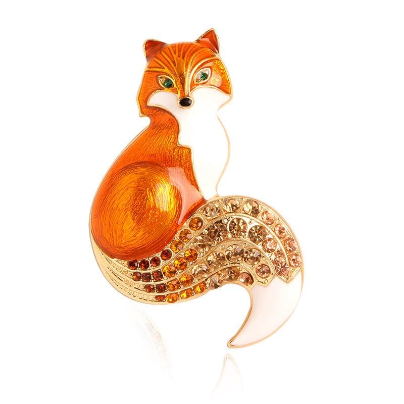 Rhinestone Enamel Fox Brooches For Women Animal Party Causal Brooch Pins Gifts orange