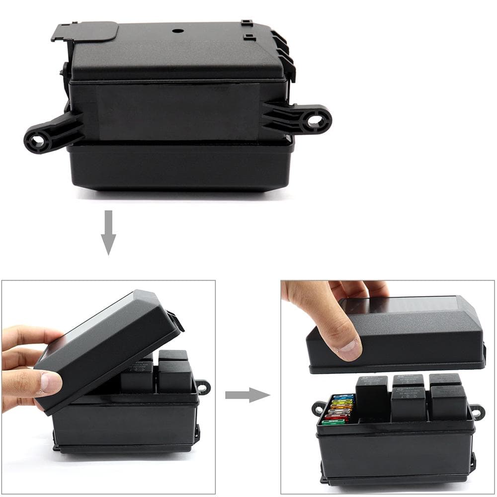 12-Slot Relay Box 6 Relays Slots 6 ATC/ATO Standard Fuses Holder Block with 6Pcs Relays, 6Pcs Fuses black