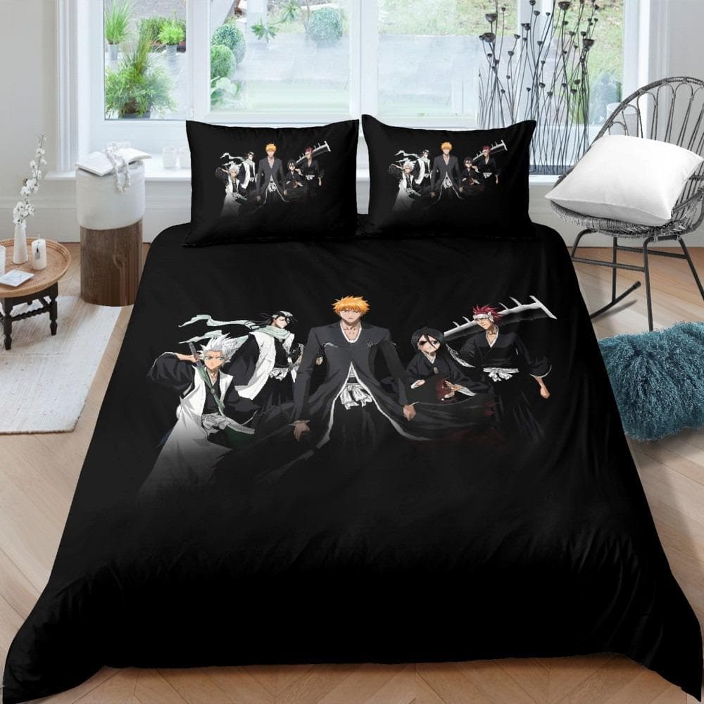 3D Bleach Kurosaki Ichigo Bedding Set Anime Duvet Covers Pillowcases Boys Comforter Bedding Sets Customized Bed Linen Bedclothes 135X200cm-2pcs