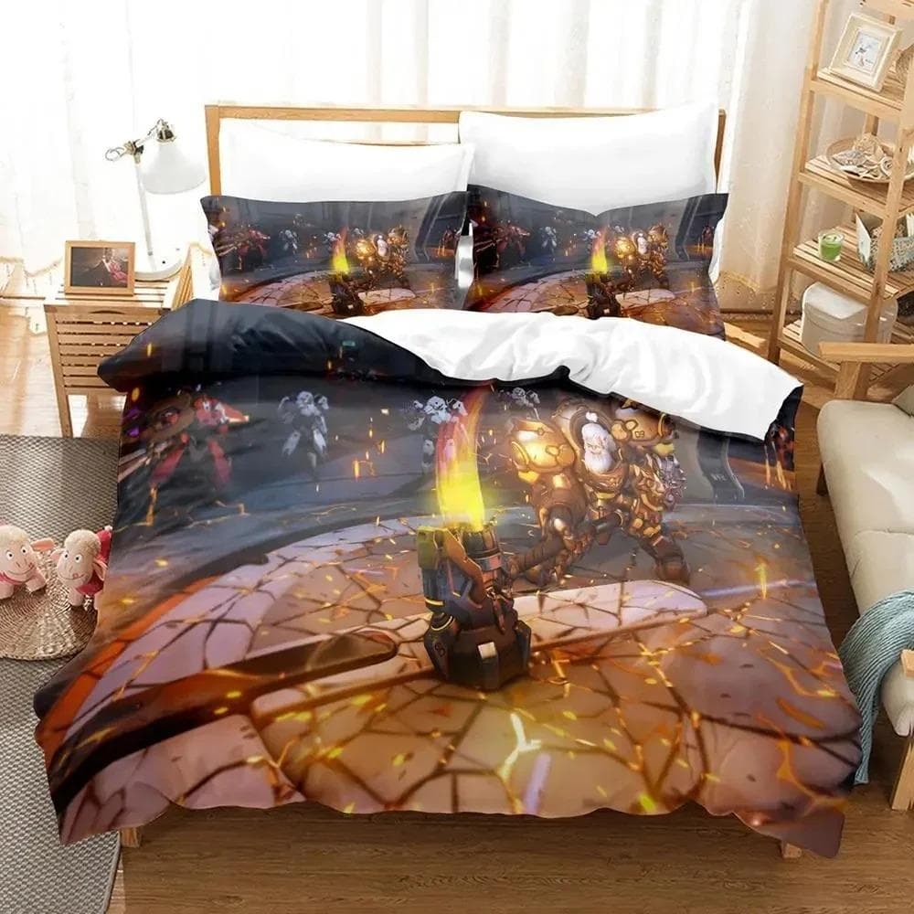 Game Overwatchs Bedding Set Boys Girls Twin Queen Size Duvet Cover Pillowcase Bed Kids Adult Fashion Home Textile Customizable AU Double 180x210cm