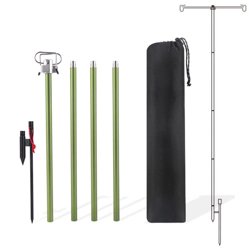 Folding Aluminum Alloy Lamp Pole Adjustable Lantern Holder Rod  for Camping Hiking Fishing green