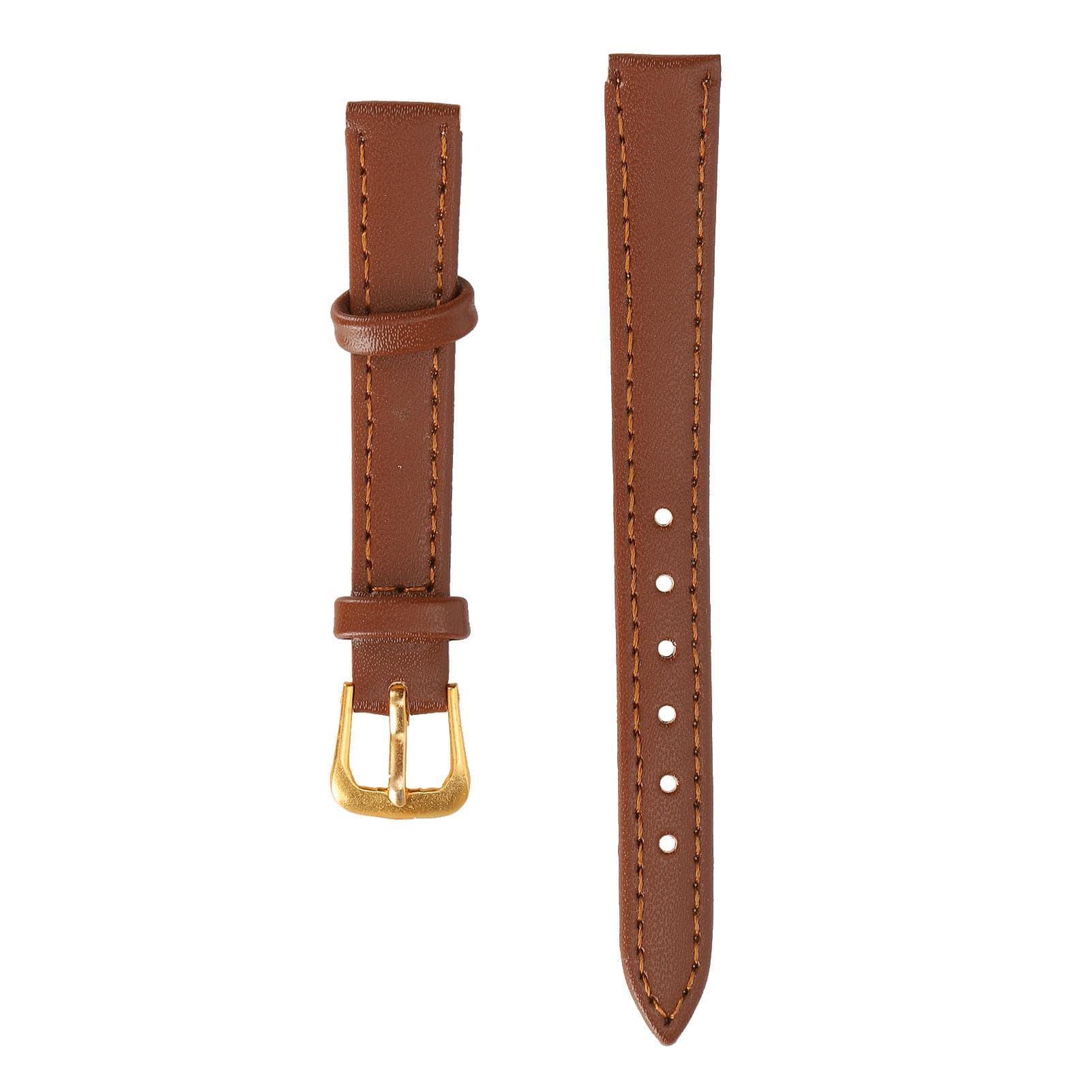 Unisex Universal Pin Buckle Watch Band PU Leather Replacement Watch Strap Accessory Brown16mm /