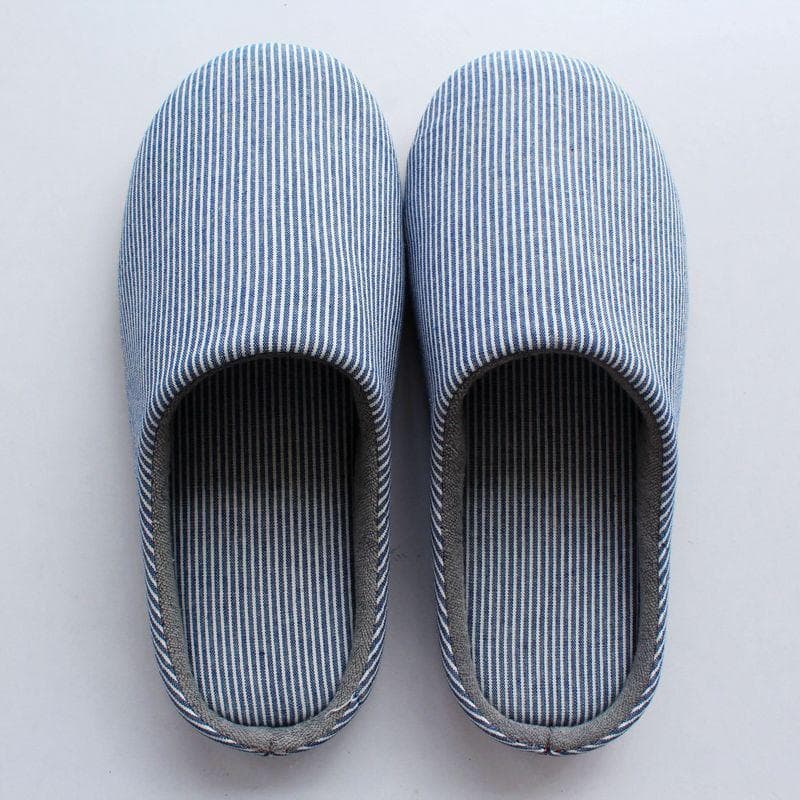 Japanese-Style Cotton Slippers: Silent, Non-Slip, Soft-Soled Indoor Footwear for Men and Women Size 40-41 blue