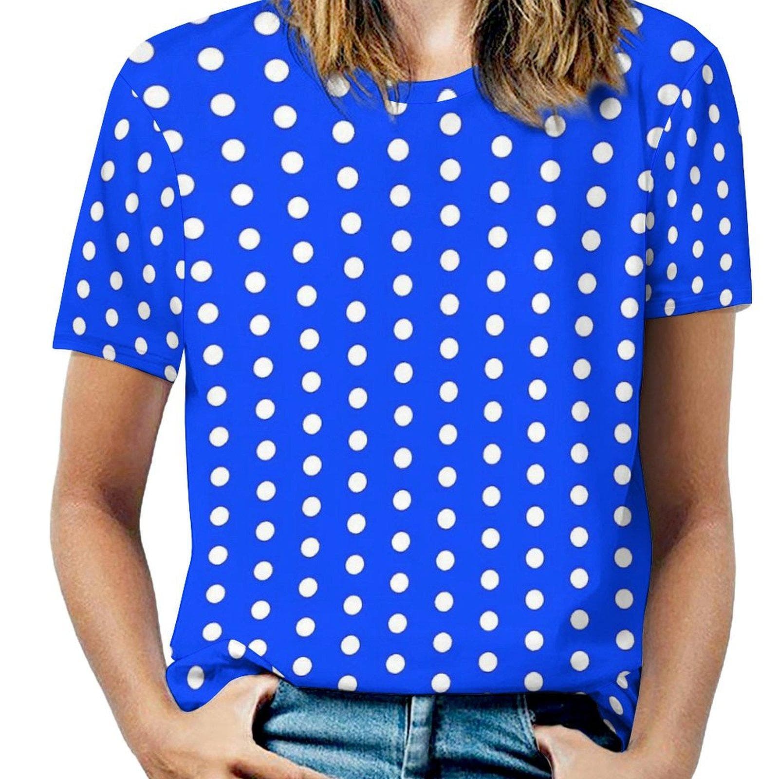 Black White Polka Dots T-Shirt O Neck Retro Print Oversized T Shirts Short Sleeve Street Style Tees Women Beach Design Tops L