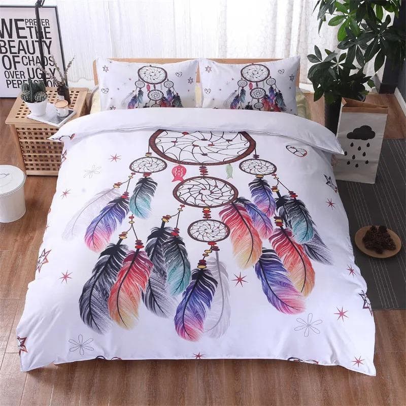 Dreamcatcher Bohemia Mandala Feathers Bedding Set Boys Girls Twin Queen Size Duvet Cover Pillowcase Bed Kids Adult EU Double 200x200cm