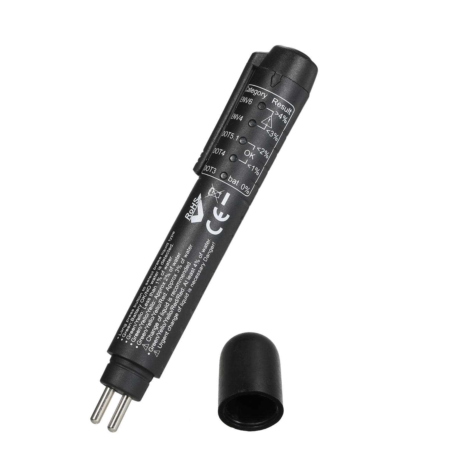 Brake Fluid Tester Pen Test DOT3 DOT4 DOT5.1 ENV6 ENV4 Brake Fluids with 5 LED Indicators black