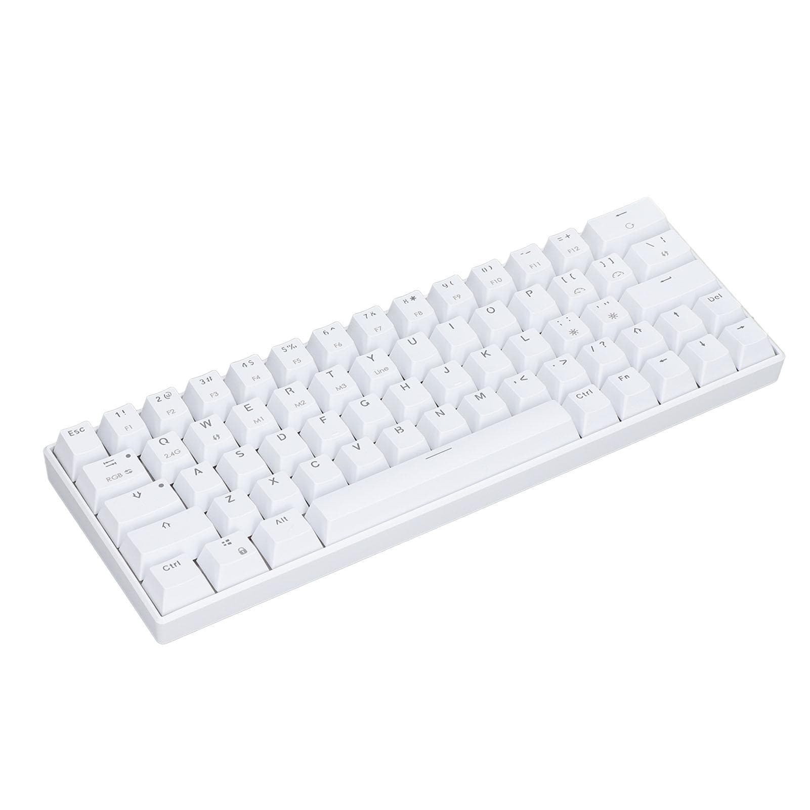 Mechanical Keyboard 64 Keys RGB Wireless 2.4G BT3.0 5.0 Type C Wired Connection Ergonomic White Red axis