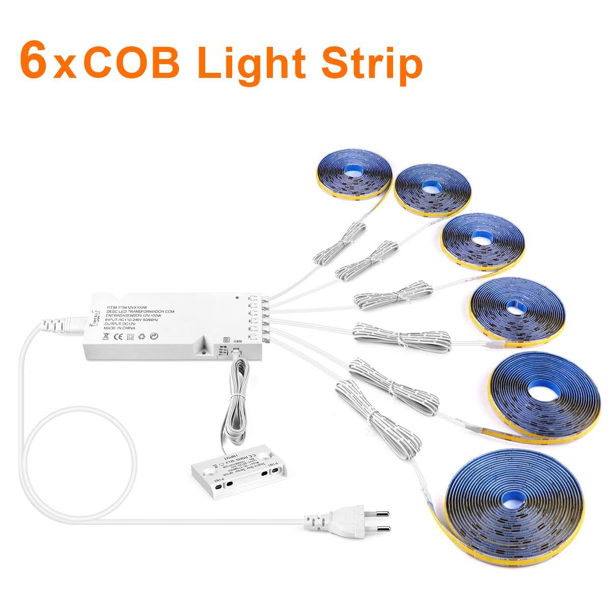Double Door Sensor Control COB LED Strip Lights Smart Showcase Wardrobe Wine Cabinet Integrated Lighting Proximity Sensor Switch 6PCS-1M warm white