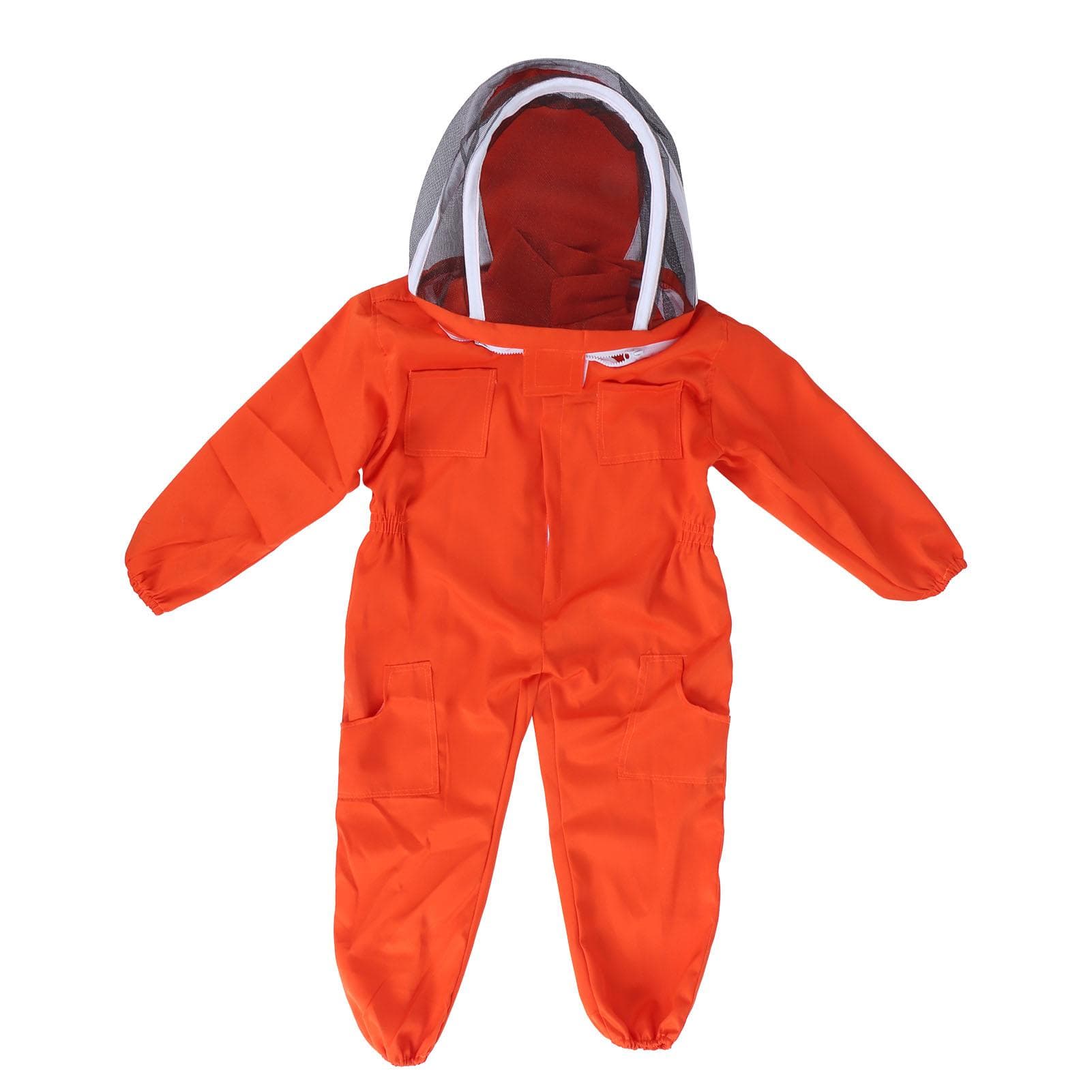 One Piece Beekeeping Suit with Veil Hood Children kids Beekeeping Protective Clothes(Orange L) L orange