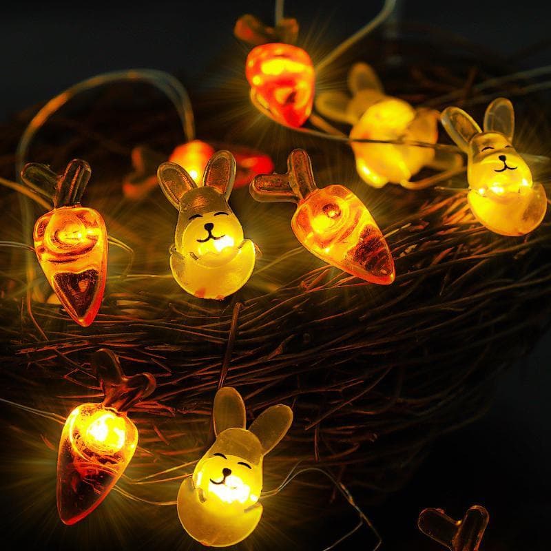 Easter LED Bunny String Lights Carrot Rabbit Fairy Light Gifts Easter Party Home Decoration Supplies HMM 2m rabbits carrots usb