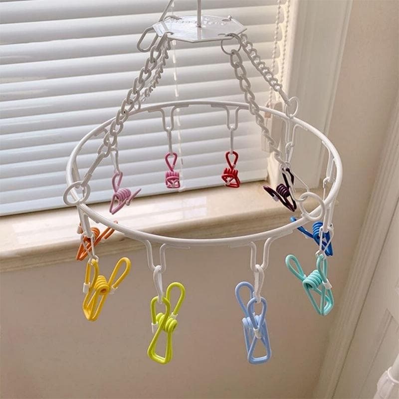 Clips Laundry Rack Dormitory Clamp Circular Clothes Drying Non Drop Multi Function Candy Color 16
