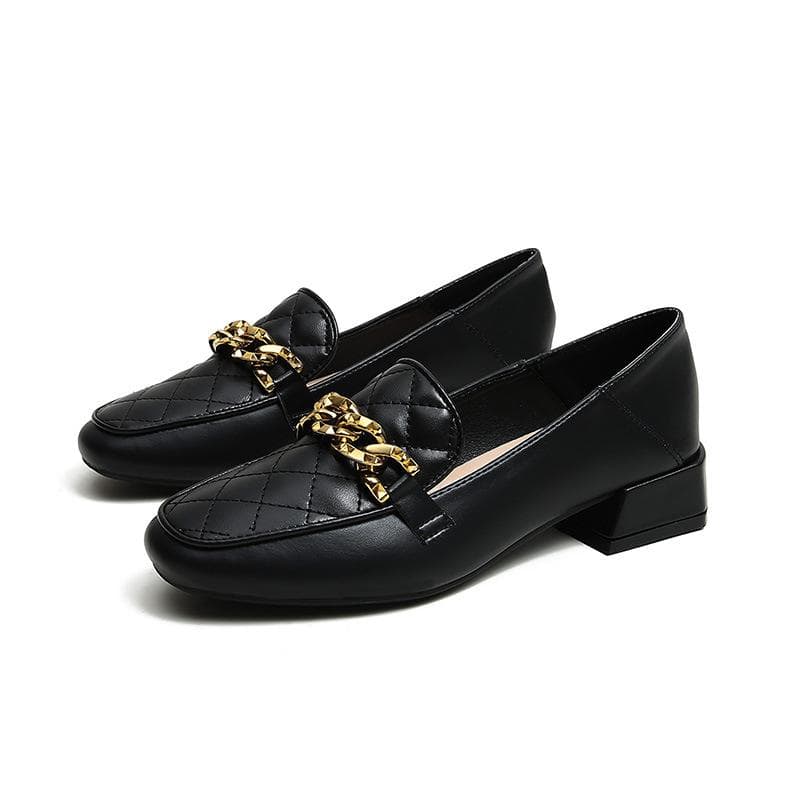 Spring New Soft-soled Square Head Low-heeled Single Shoes Women's All-match Doudou Shoes Shallow Mouth Fairy Gentle Women's Shoes 33