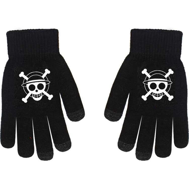 One Piece Luffy Chopper Zoro Nami Anime Online Game Peripheral Gloves Full-finger Black Non-slip Thickening To Keep Warm Average Size