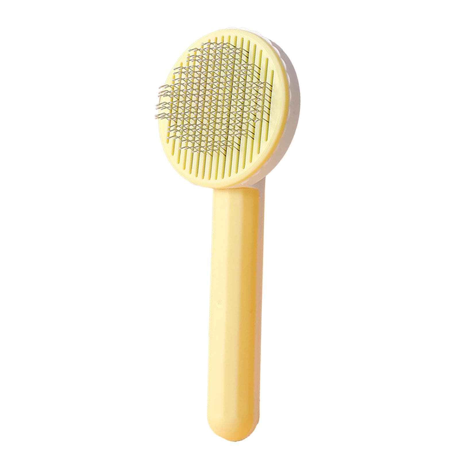 Pet Hair Comb Self Cleaning Massage Hair Removal Cat Grooming Brush for Cat Kitten Pet Supplies yellow
