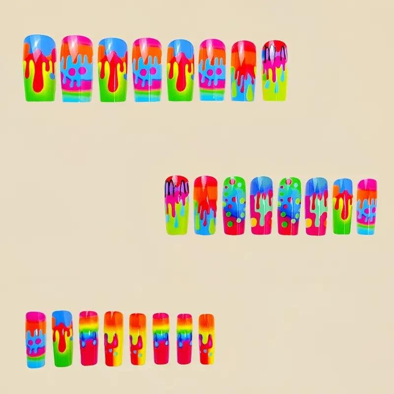 Medium-Long Removable False Nails, Simple & Fashionable, Shiny & Charming, Perfect Nail Art Gift For Women And Girls Nail Supplies
