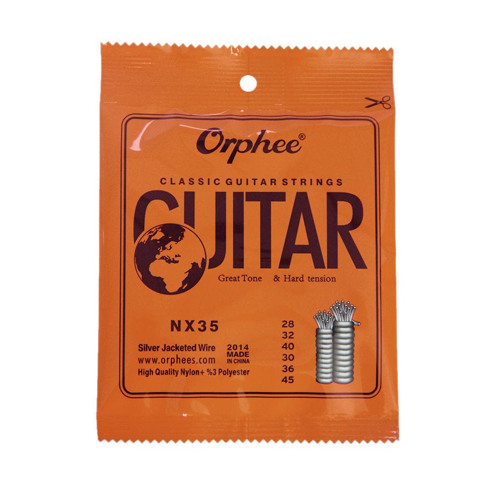 Orphee NX35 Nylon Classical Guitar Strings 6pcs Full Set Replacement (.028-.045) Nylon Core Silver