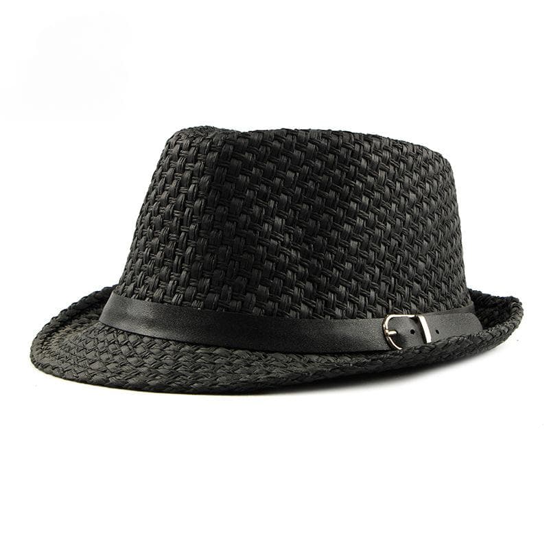 Jazz Hat Korean Fashion Simple Sun Hat Women's Summer Sunscreen Breathable Straw Hat for Men black